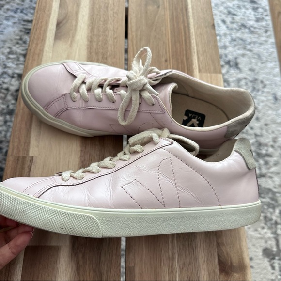 Veja Esplar in Petal Pink Patent Leather Lace Sneakers Size Women's US 9 - Picture 4 of 15